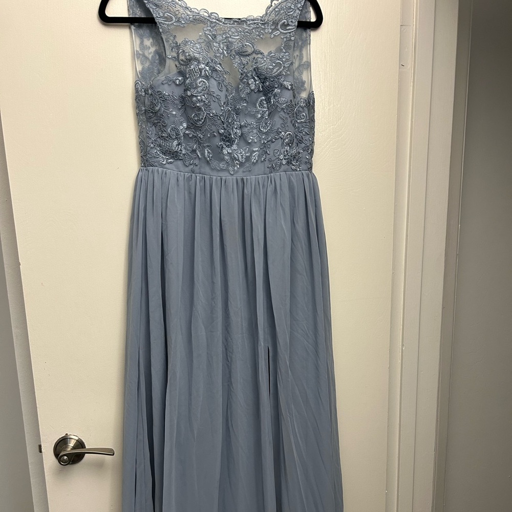 Azazie Blue Lace Wedding guest or bridesmaid Dress